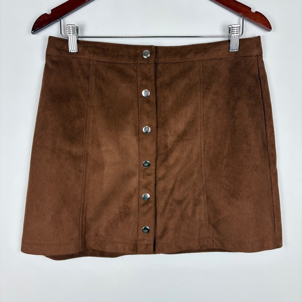 Primark Skirt Faux Suede Button Front Mini Skirt